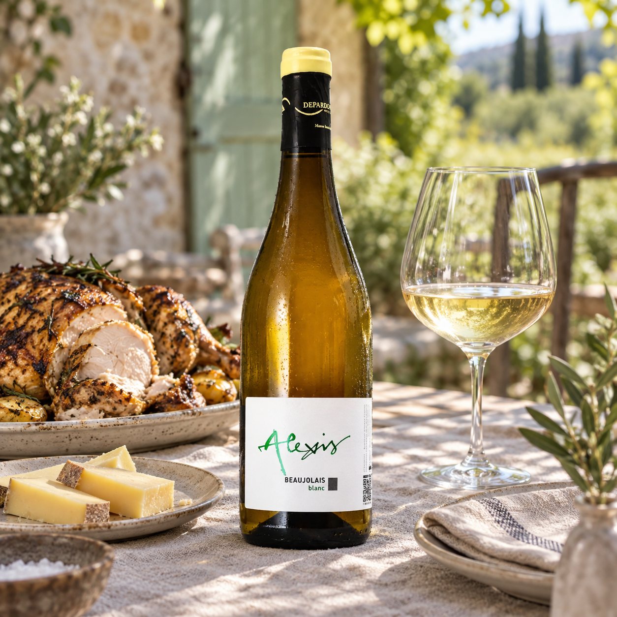 Domaine Depardon Alexis Beaujolais Chardonnay with roast chicken and Comté