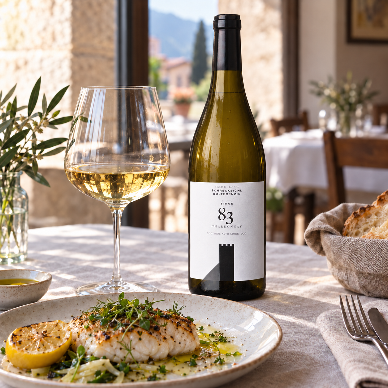 Colterenzio Since 83 Chardonnay with grilled fish