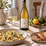 Terre de l’Élu Roc’h Avel 2025 with artichoke tagliatelle and prawns